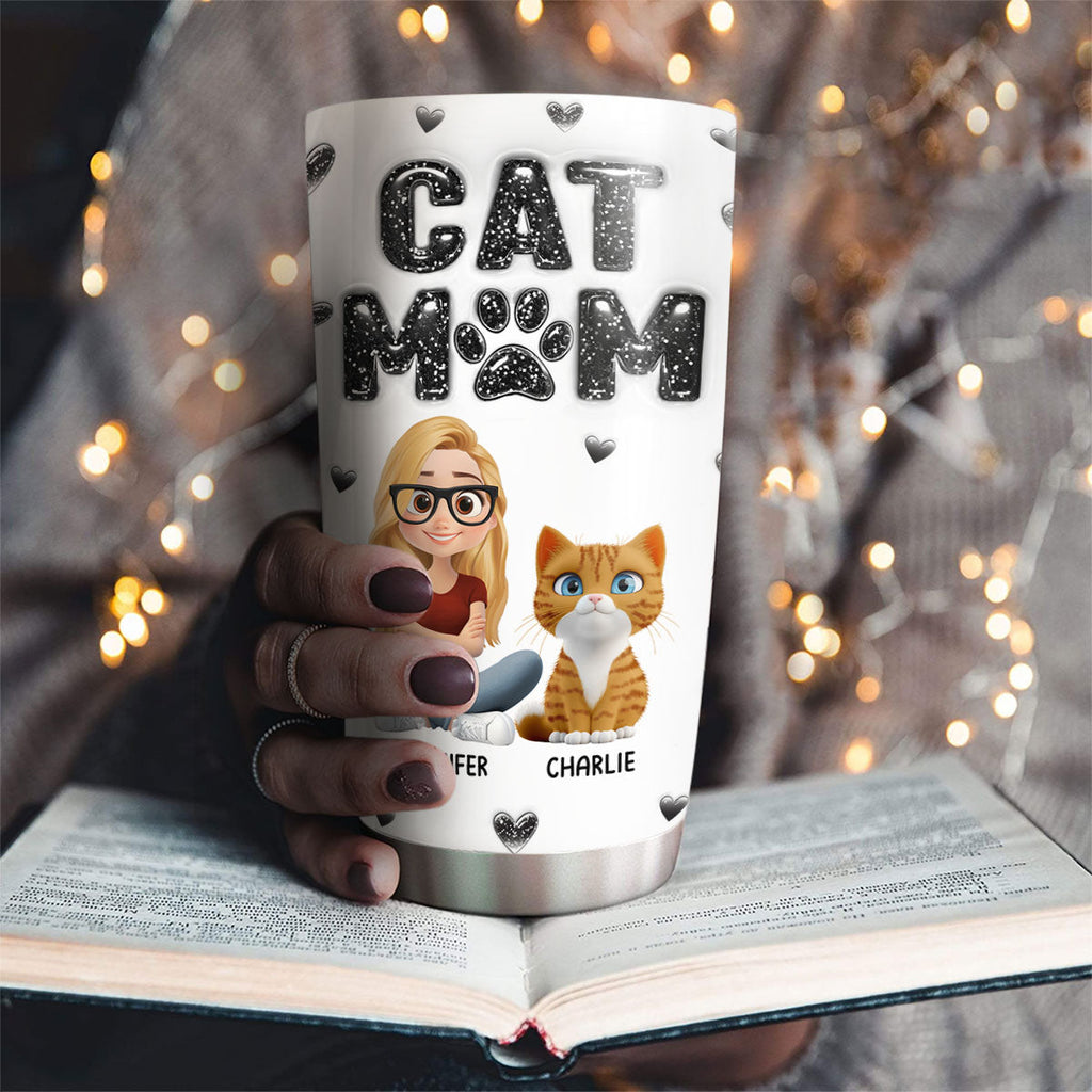 Custom Christmas Birthday Gifts For Cat Mom, Cat Lovers • Adore Cats - Personalized 3D Inflated Effect Tumbler