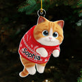 Custom Christmas Decor Home Birthday Gifts For Cat Mom, Cat Lovers • Hanging Cat Cartoonize - Personalized Acrylic Ornament