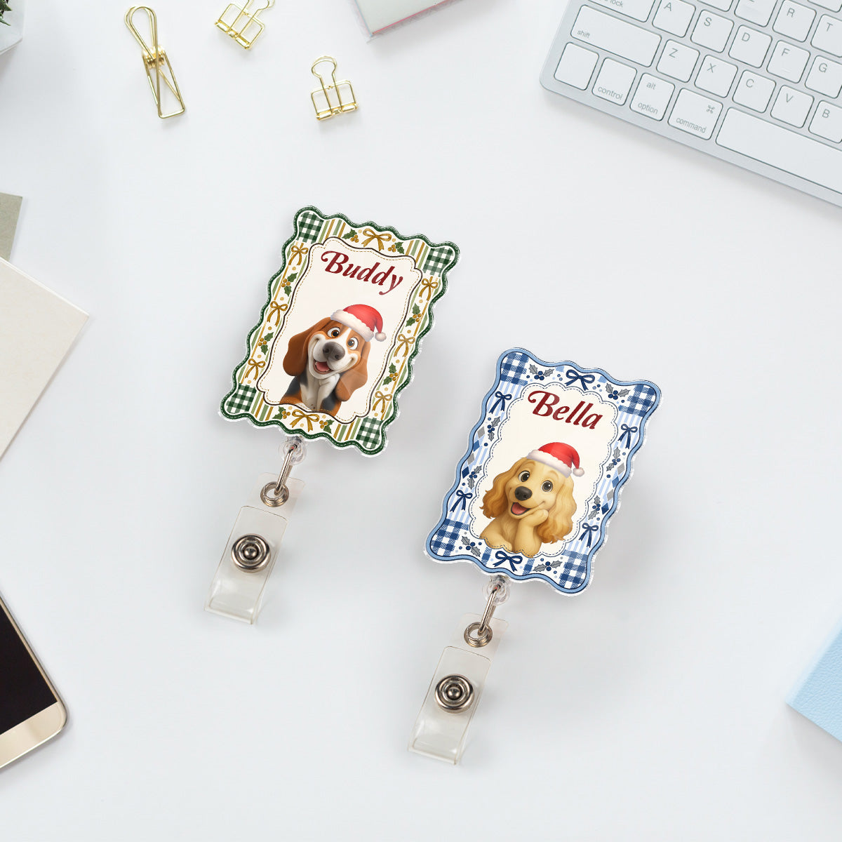 Santa Paws - Personalized Acrylic Badge Reel