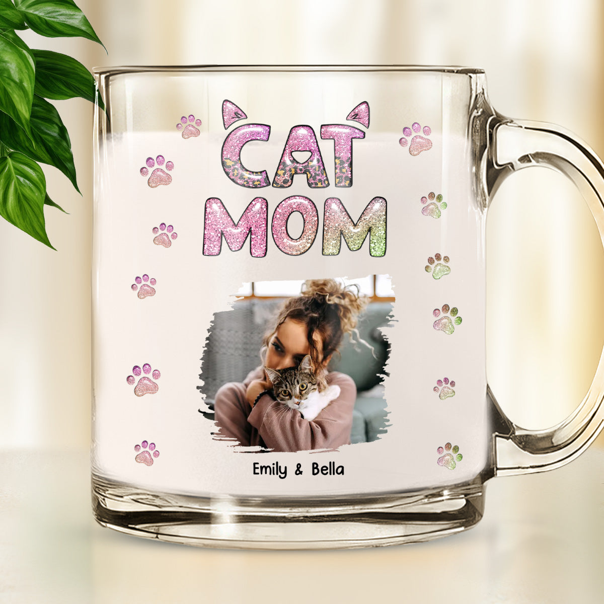 Custom Photo Christmas Birthday Gifts For Dog Mom, Dog Lovers • Cat Mom Lovely Chibi Version Photo - Personalized 3D Inflated Effect Glass Mug