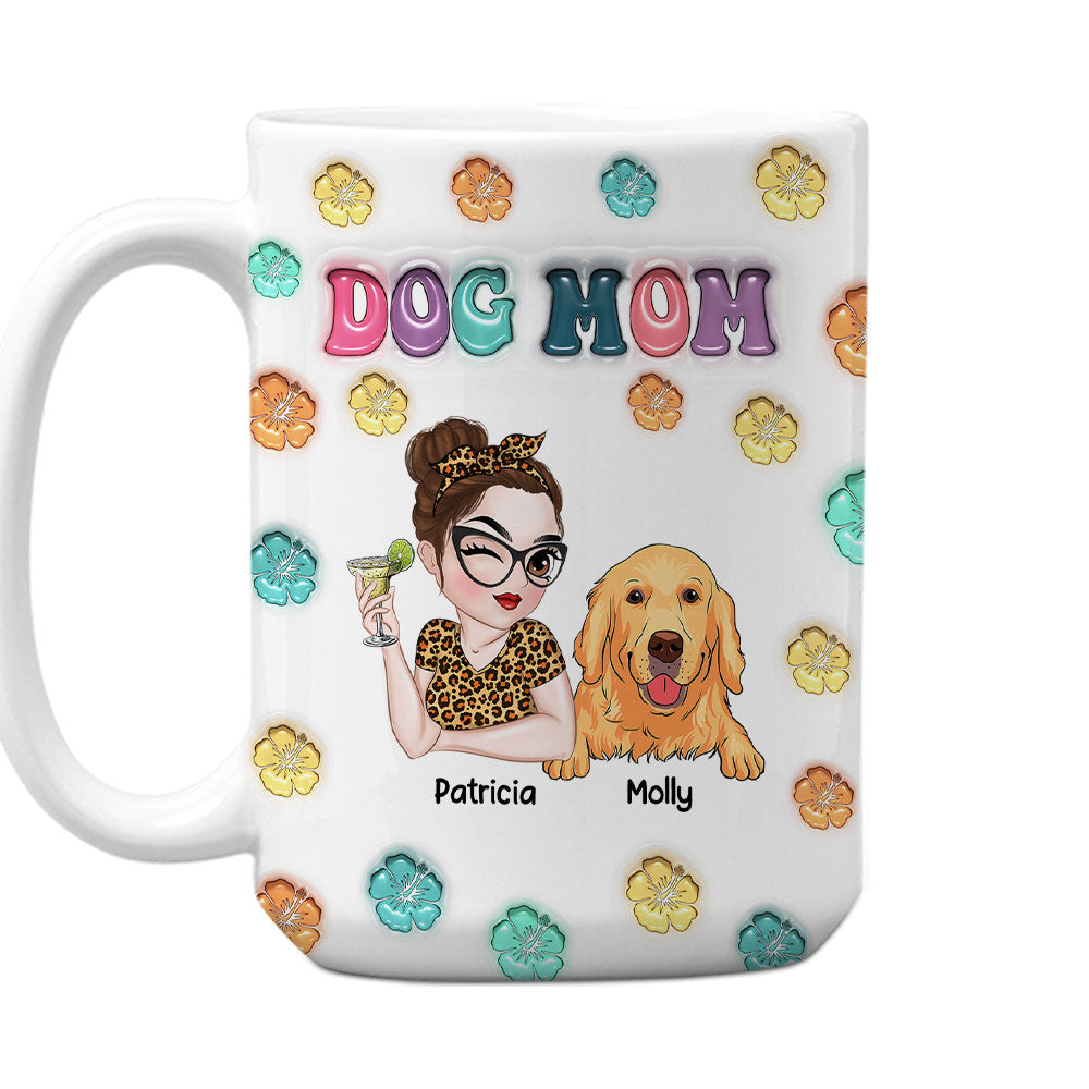 Custom Mother's day Birthday Gifts For Dog Mom, Dog Lovers • Dog Mom Summer - Personalized 3D Inflated Effect Mug