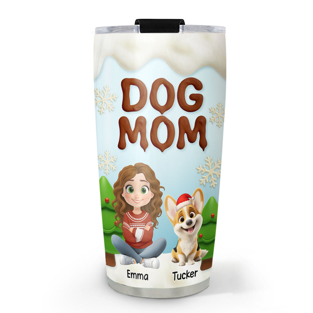 Custom Christmas Birthday Gifts For Dog Lovers • Dog Mom Dad Christmas Color - Personalized 3D Effect Tumbler