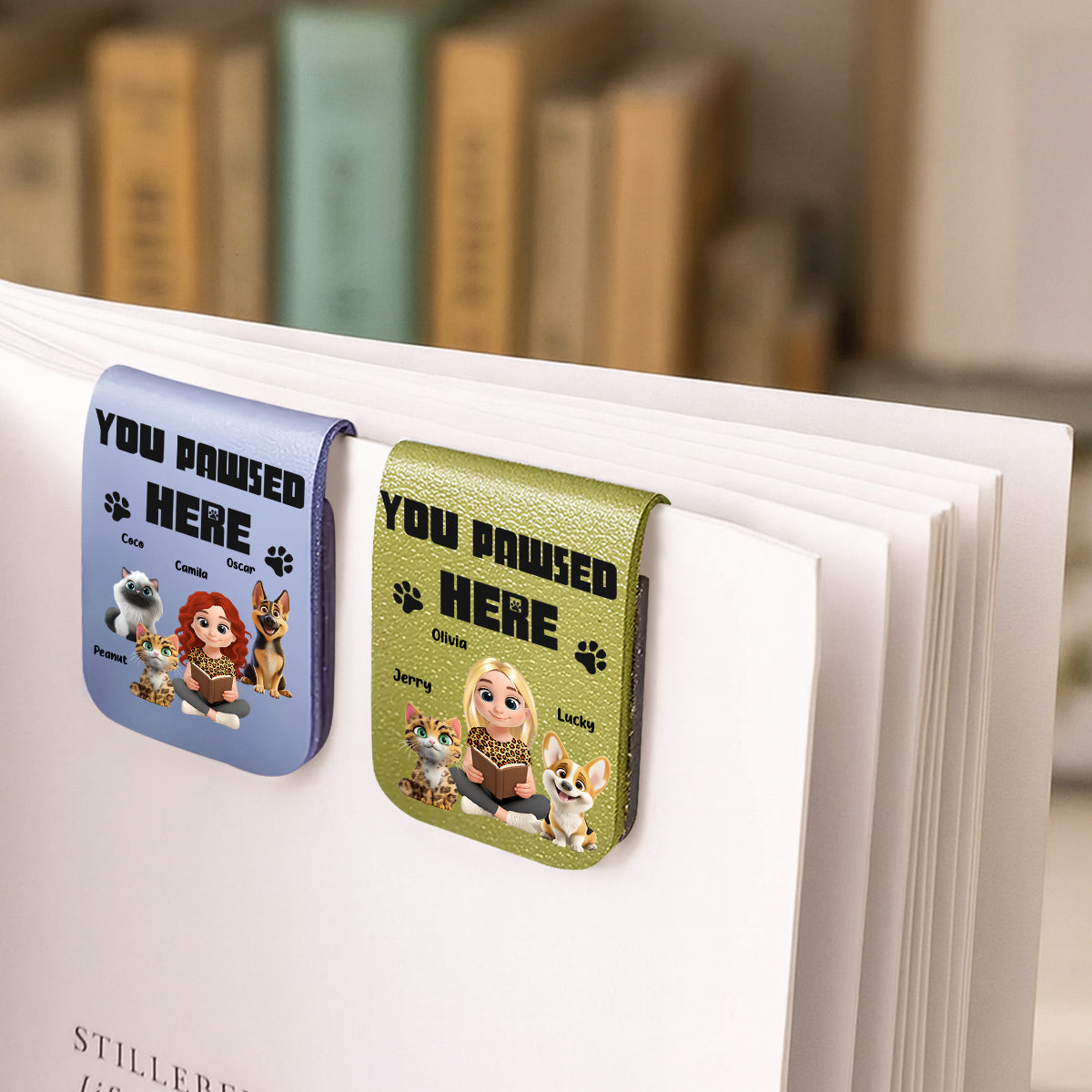 You Pawsed Here Fur Ver 2 - Personalized Leather Bookmark
