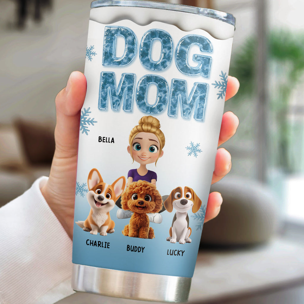 Custom Christmas Birthday Gifts For Dog Lovers • Dog Mom Dad Ice - Personalized 3D Effect Tumbler