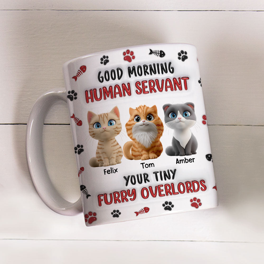 Custom Mother's day Birthday Gifts For Cat Mom, Cat Lovers • Furry Overlords - Personalized 3D Inflated Effect Mug