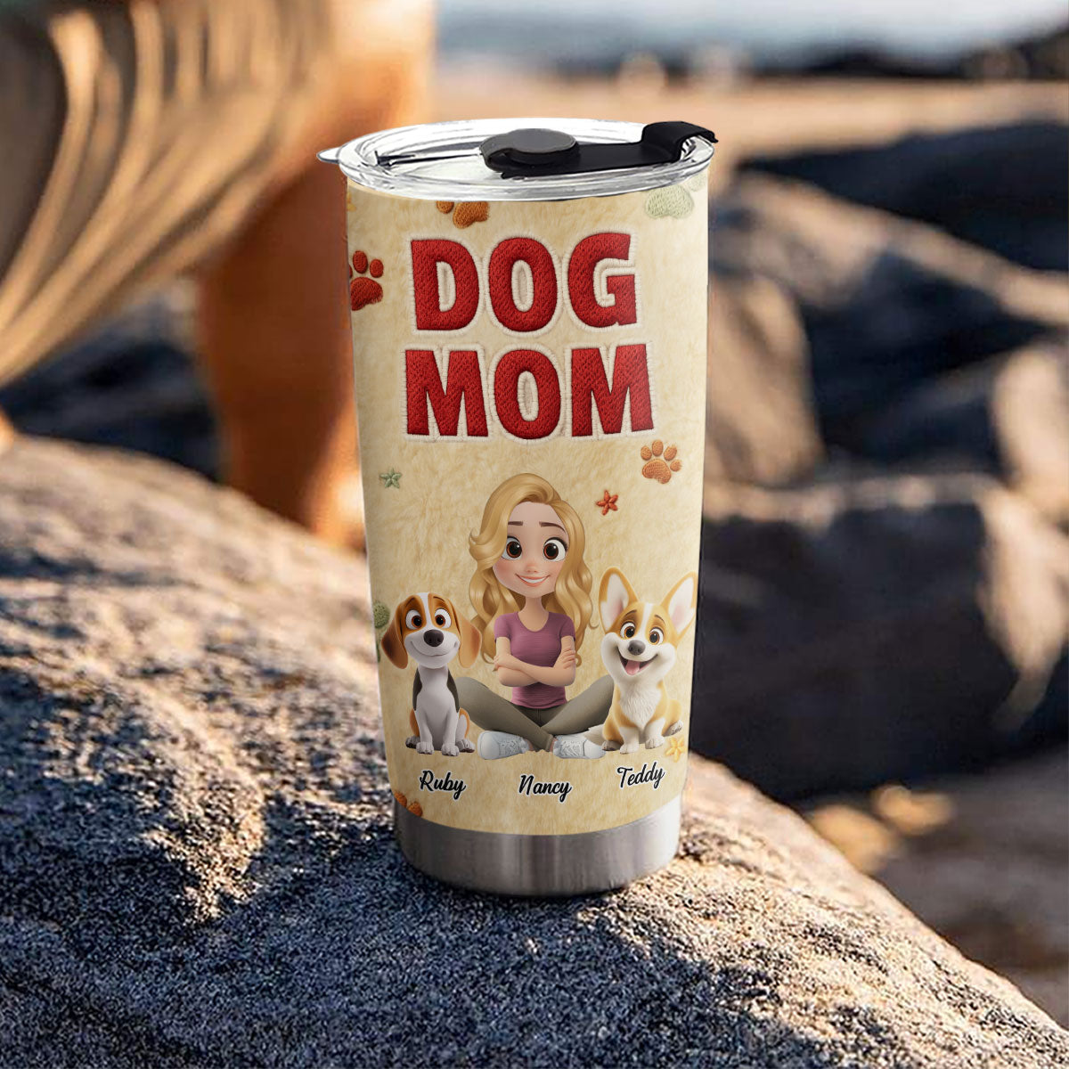 Custom Christmas Birthday Gifts For Dog Mom, Dog Lovers • Stuffy Lovely Dog Mom - Personalized 3D Effect Tumbler