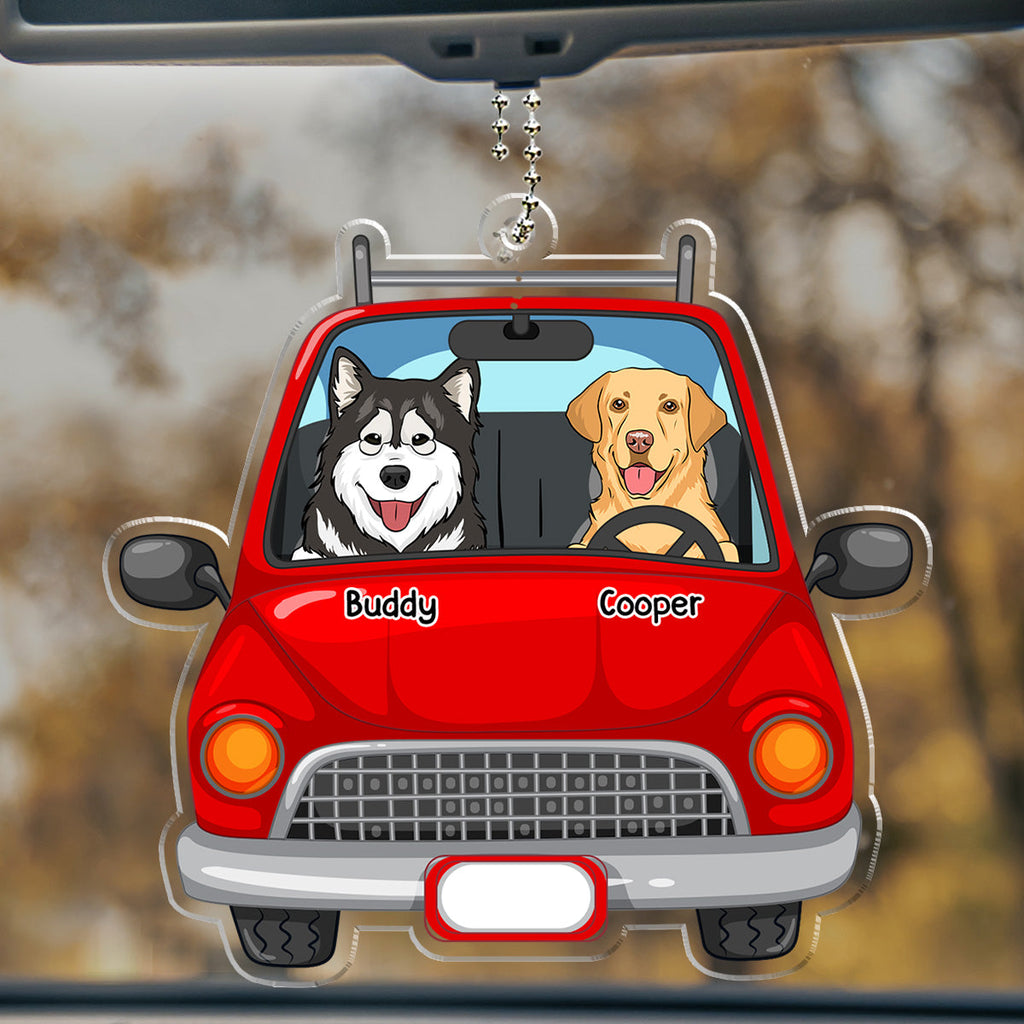 Dogs In Car - Personalized Car Ornament