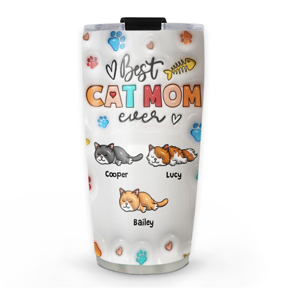 Custom Mother's day Birthday Gifts For Pet Mom, Pet Lovers • Proud To Be Cat Mom - Personalized 3D Inflated Effect Tumbler