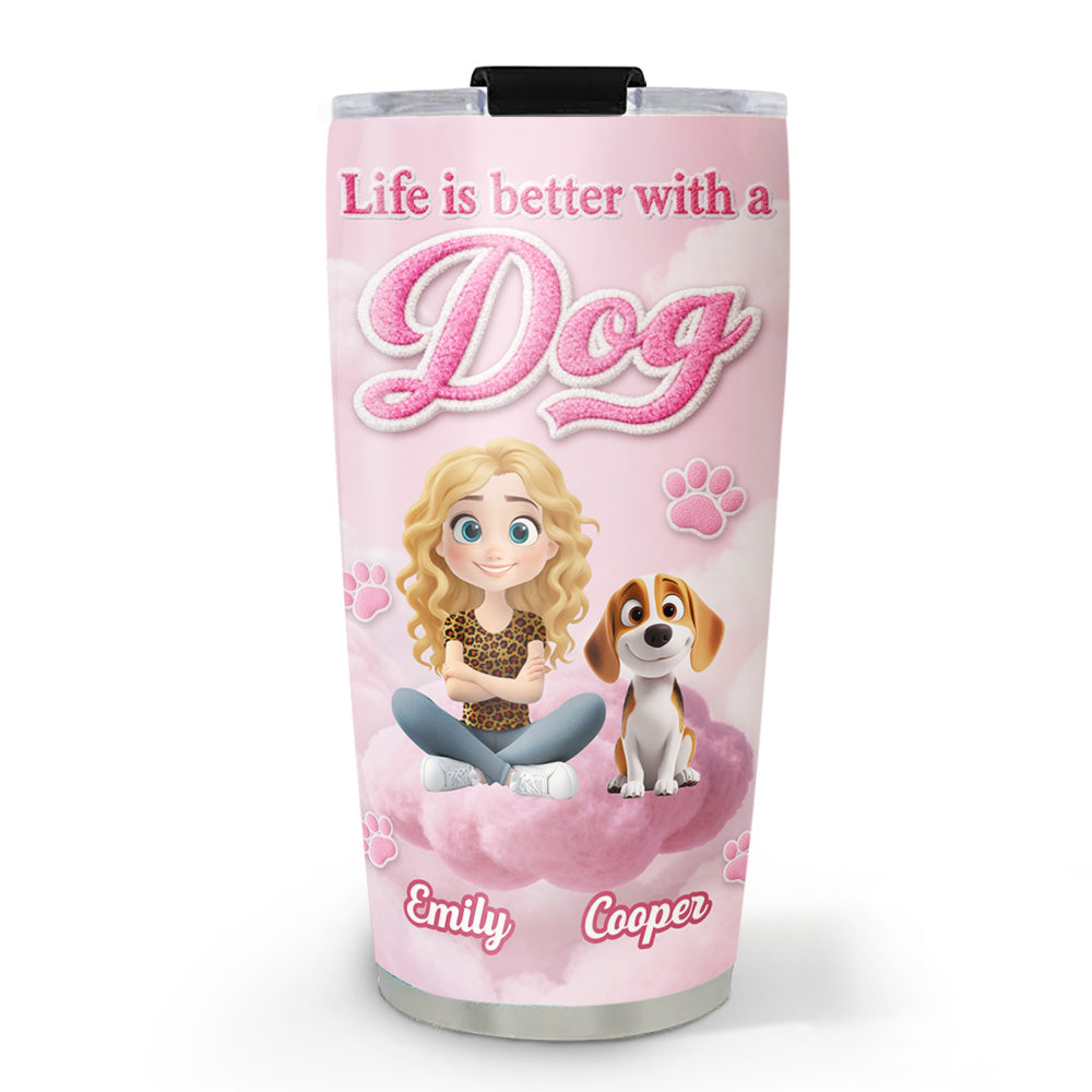 Custom Christmas Birthday Gifts For Dog Mom, Dog Lovers • Paws Make Life Better - Personalized 3D Inflated Effect Tumbler