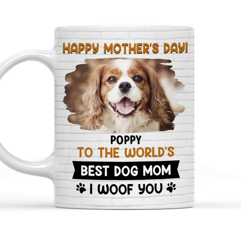 Custom Photo Mother's day Birthday Gifts For Dog Mom, Dog Lovers • I Woof You Mommy Photo - Personalized Coffee Mug