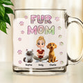 Custom Christmas Birthday Gifts For Dog Mom, Dog Lovers • Fur Mom Lovely Chibi - Personalized 3D Inflated Effect Glass Mug