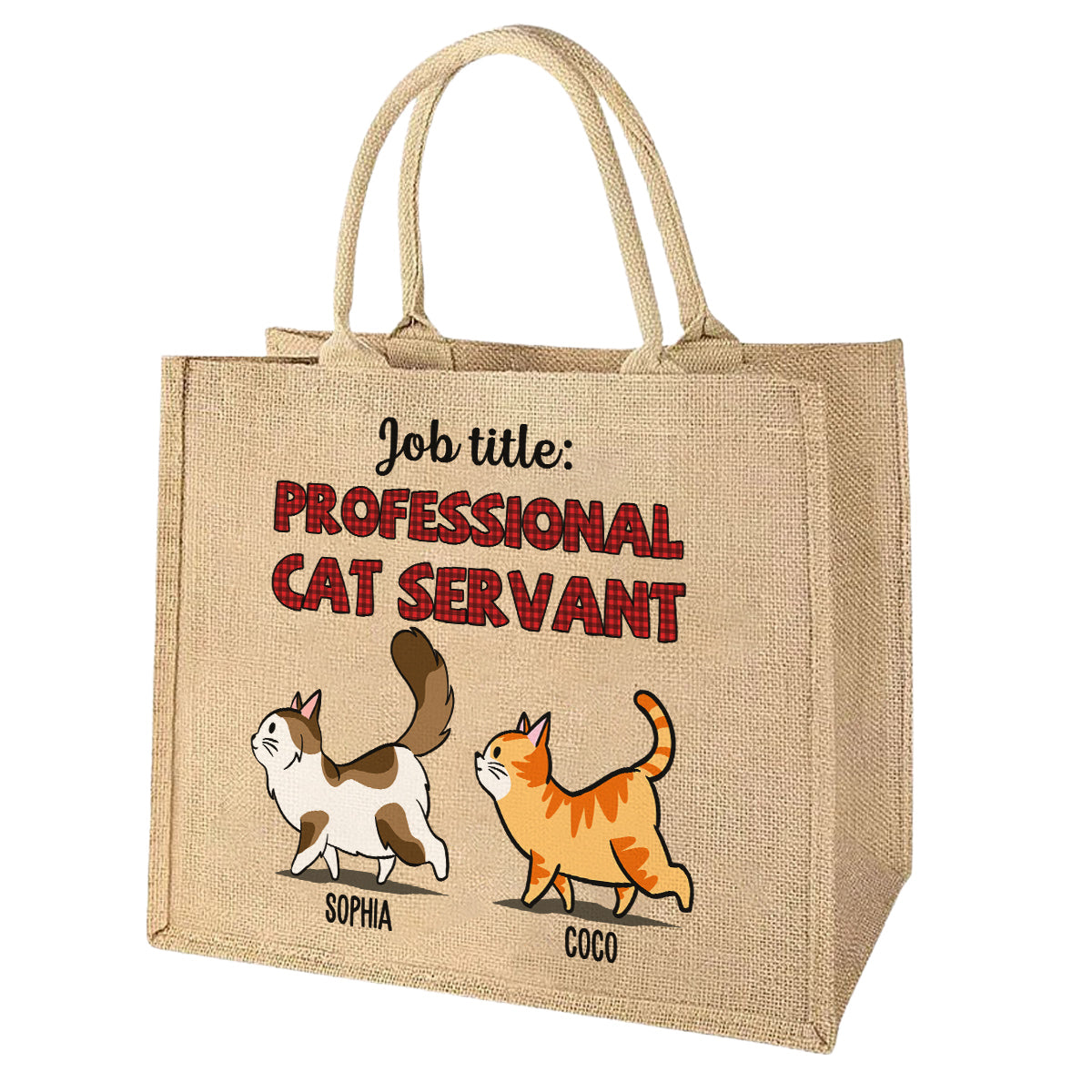 Cat Servant Is My Job - Personalized Jute Tote Bag
