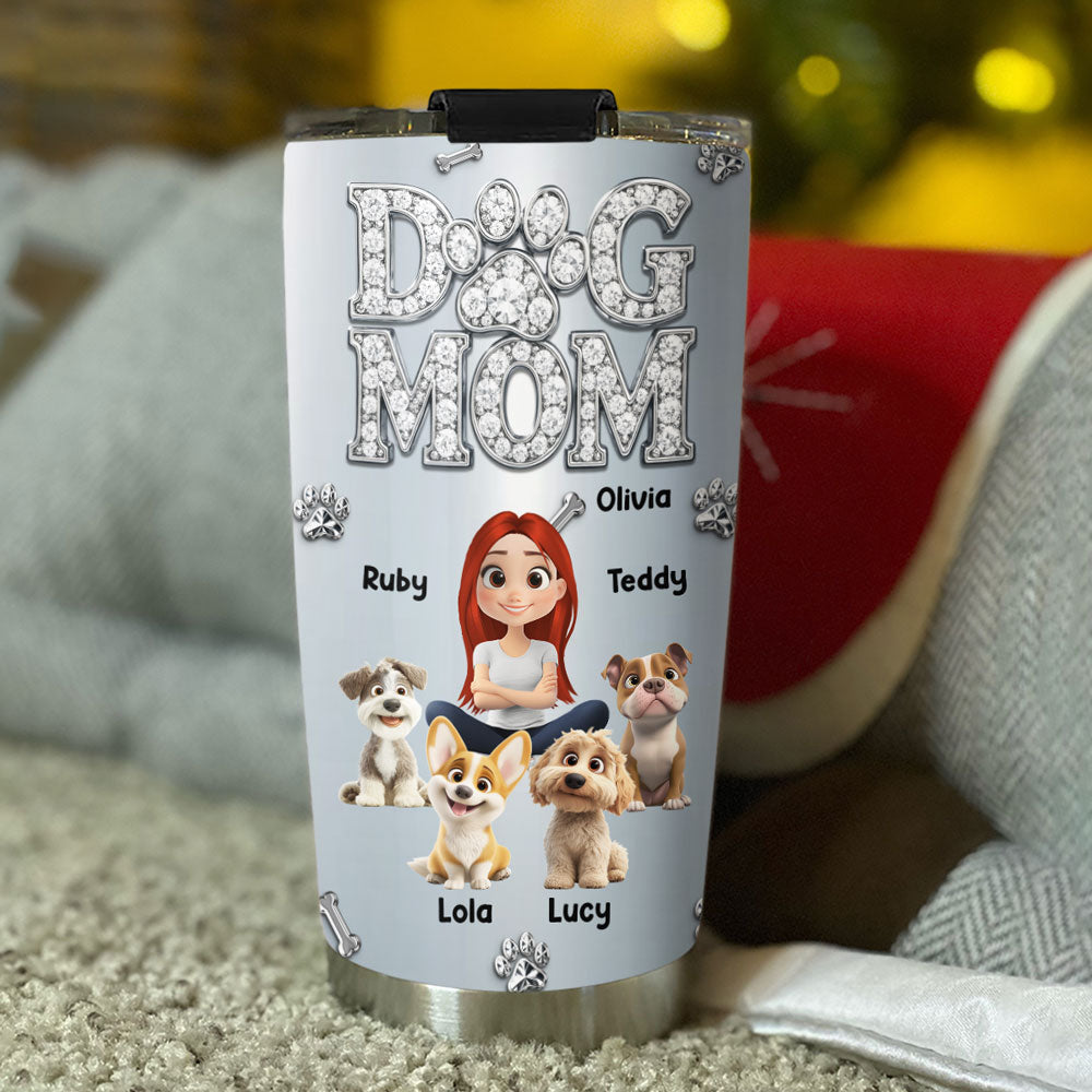 Custom Christmas Birthday Gifts For Dog Mom, Dog Lovers • A Glow Of Us - Personalized 3D Effect Tumbler