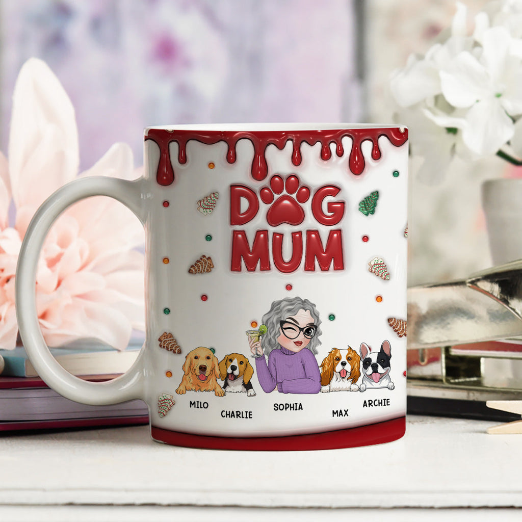 Custom Mother's day Birthday Gifts For Dog Mom, Dog Lovers • Lovely Dog Mom Cake - Personalized 3D Inflated Effect Mug