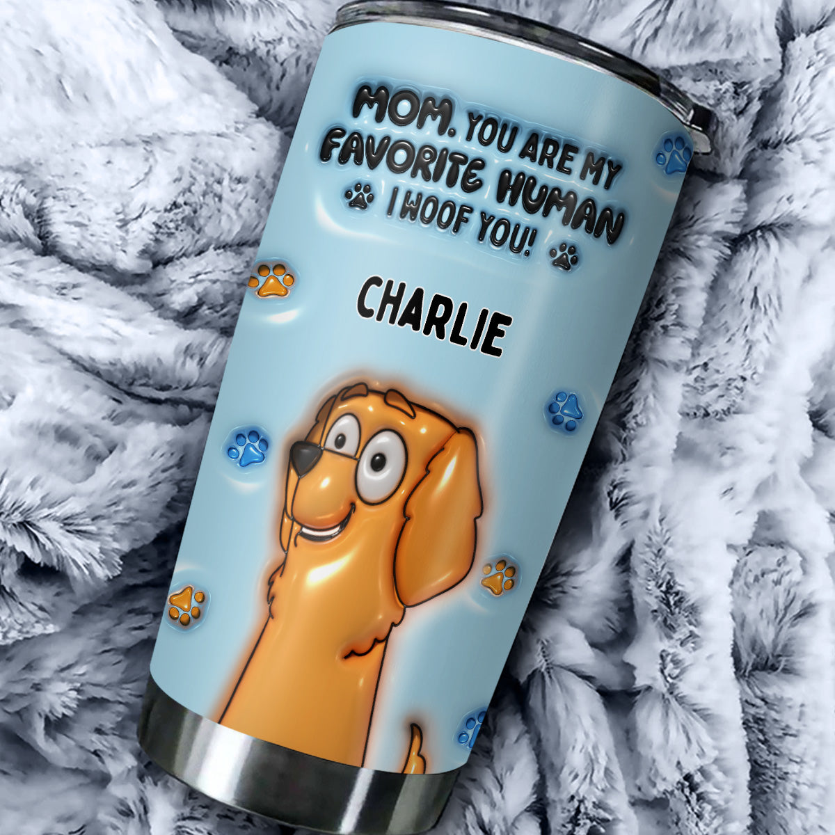 Custom Mother's day Birthday Gifts For Pet Mom, Pet Lovers • Favorite Human - Personalized 3D Inflated Effect Tumbler