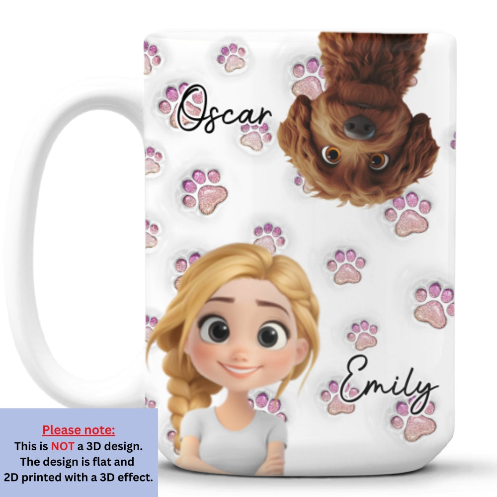 Custom Christmas Birthday Gifts For Dog Mom, Dog Lovers • Lovely Pink Dog Mom - Personalized 3D Inflated Effect Mug