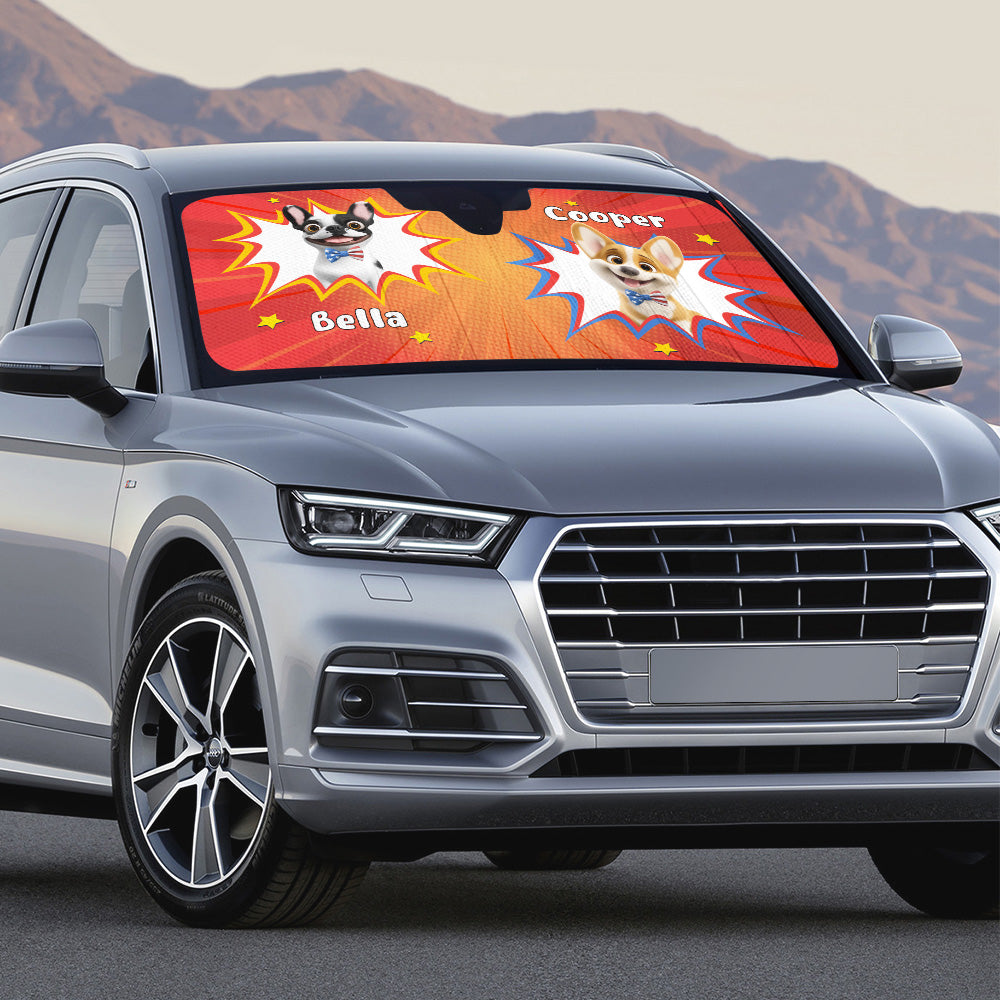 Custom Christmas Birthday Gifts Car Accessories for Dog Parents • Hang Out With Me - Personalized Car Sunshade