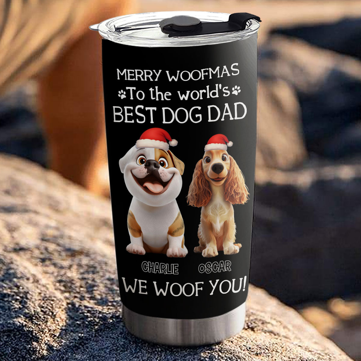 Custom Christmas Birthday Gifts For Dog Dad, Dog Lovers • I Woof You The Best Dog Dad Christmas - Personalized Tumbler