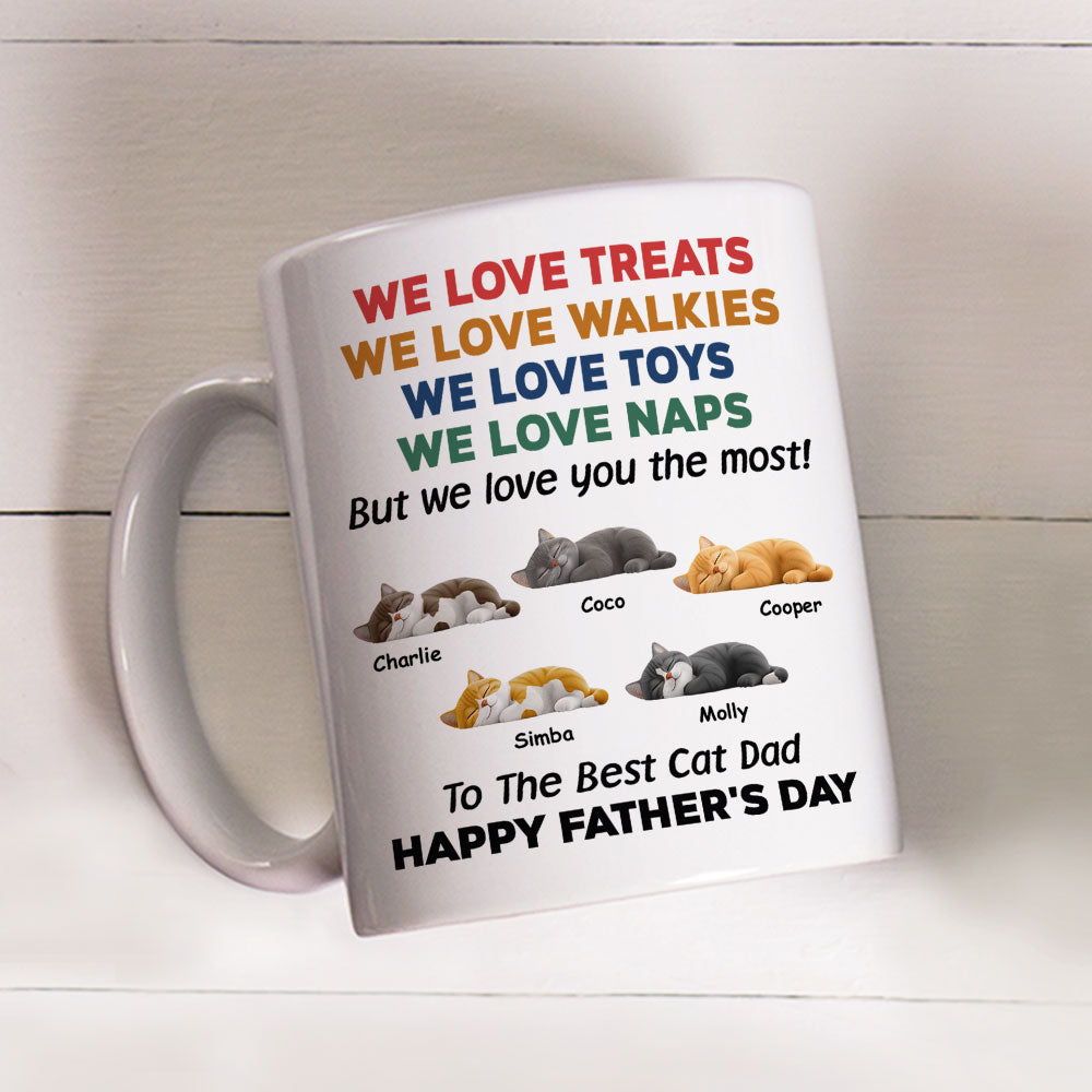 Custom Father's day Birthday Gifts For Cat Dad, Cat Lovers • Love You The Most Cat Version 3 - Personalized Coffee Mug