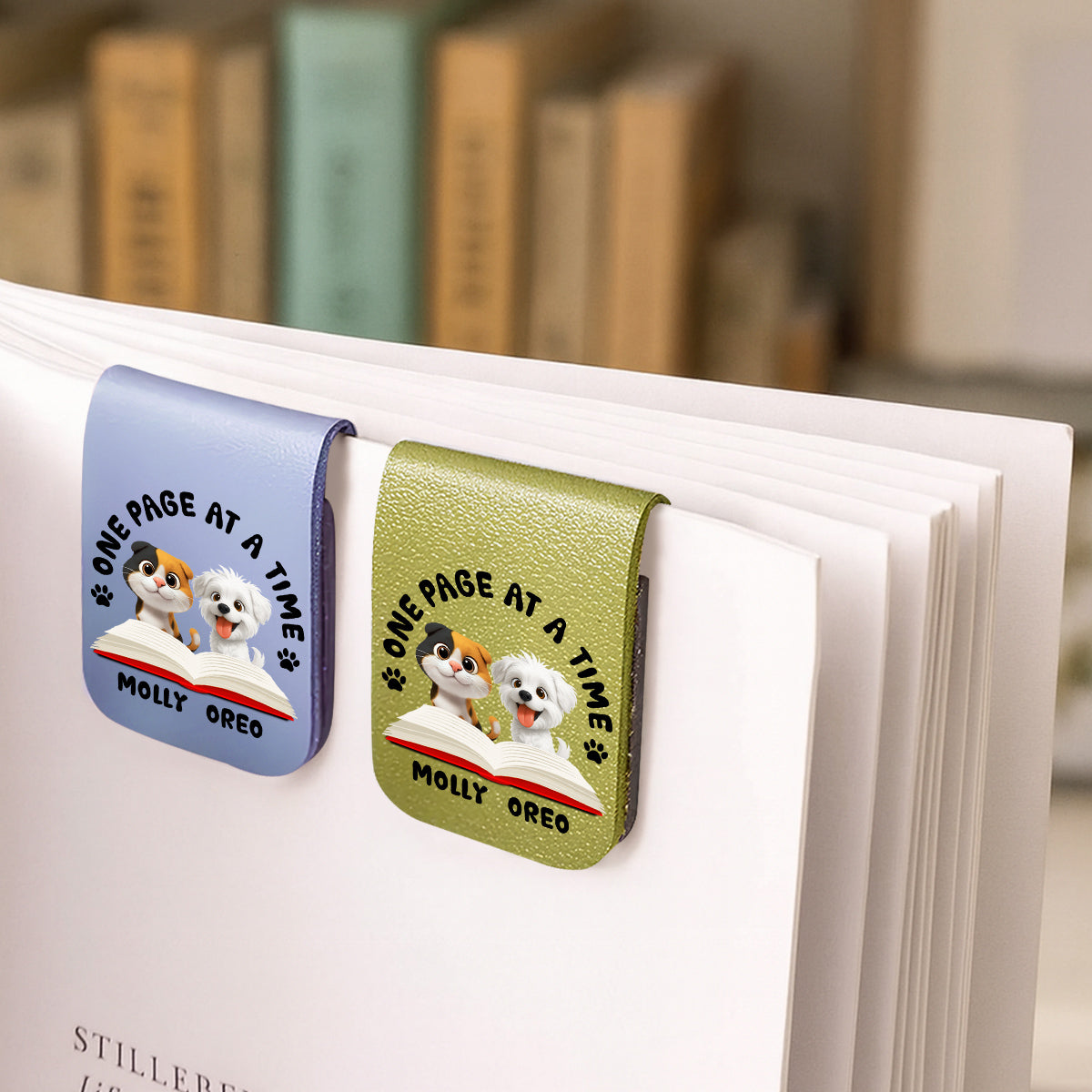 One Page Once With Us - Personalized Leather Bookmark