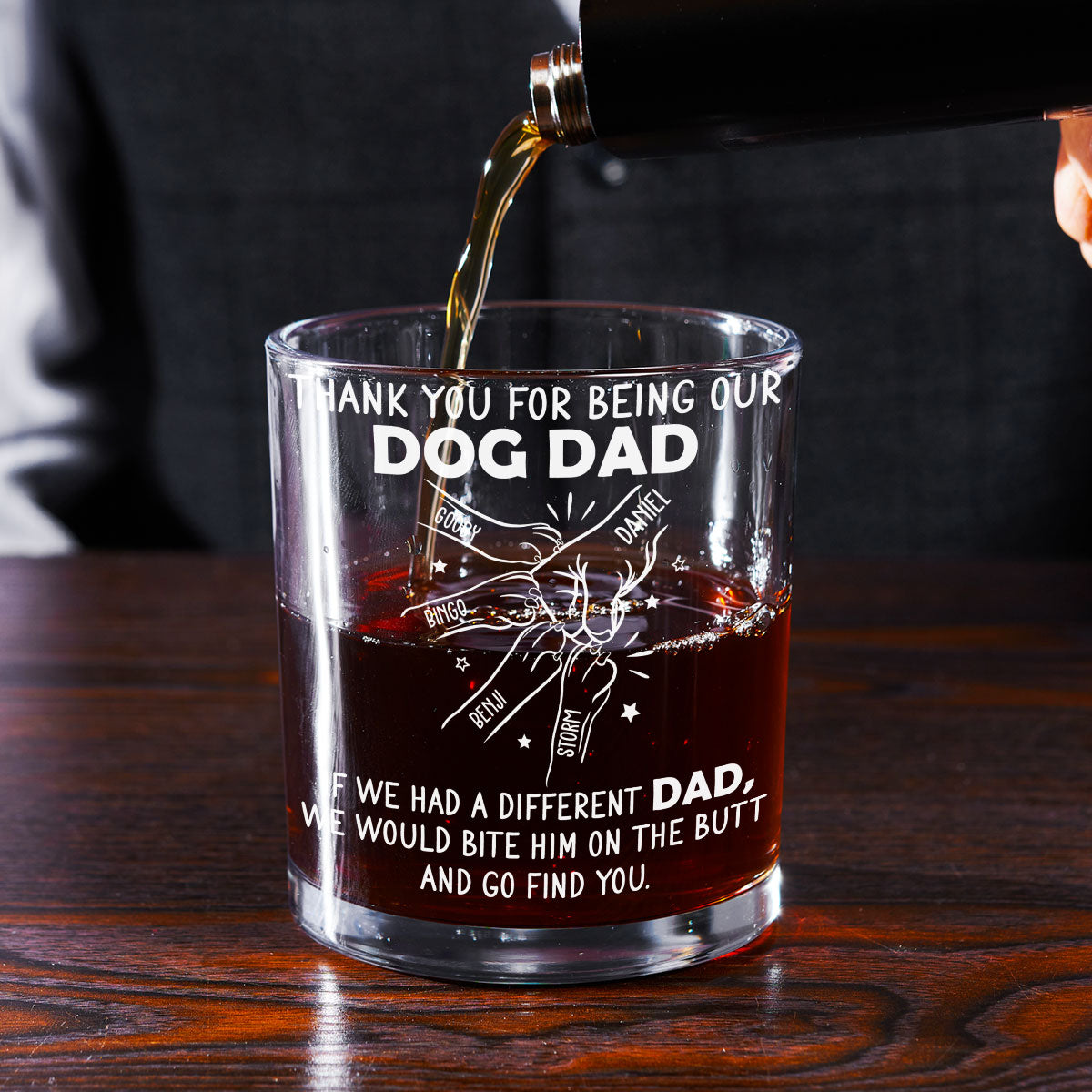 Thanks For Being Our Dog Dad - Personalized Whiskey Glass