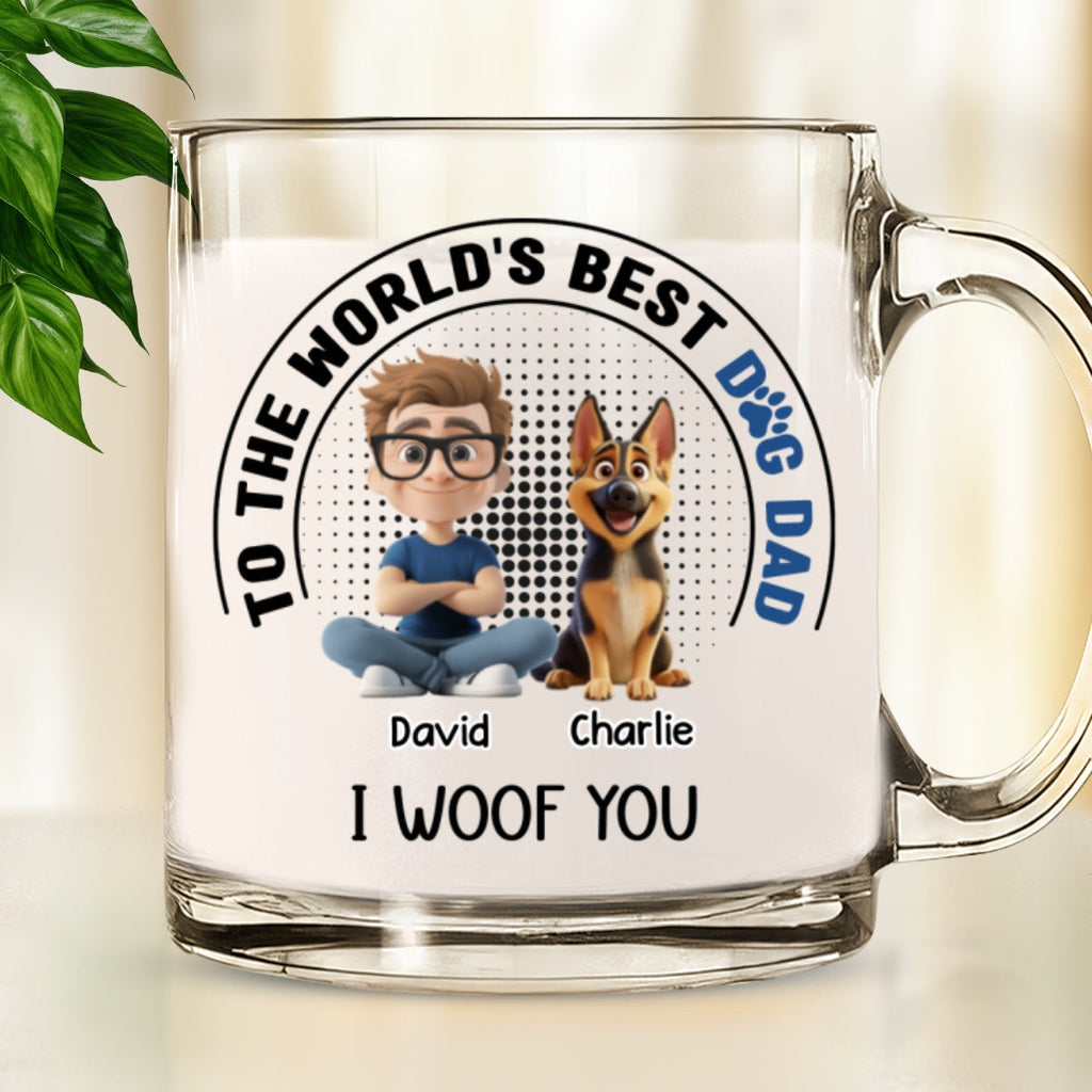 Custom Father's day Birthday Gifts For Dog Dad, Dog Lovers • Dog Dad Lovely Chibi - Personalized Glass Mug
