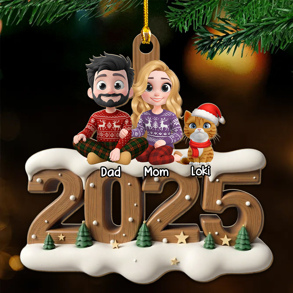 Custom Christmas Decor Home Birthday Gifts For Cat Lovers • As A Family With Cats Extended Ver - Personalized 3D Effect Wood Ornament