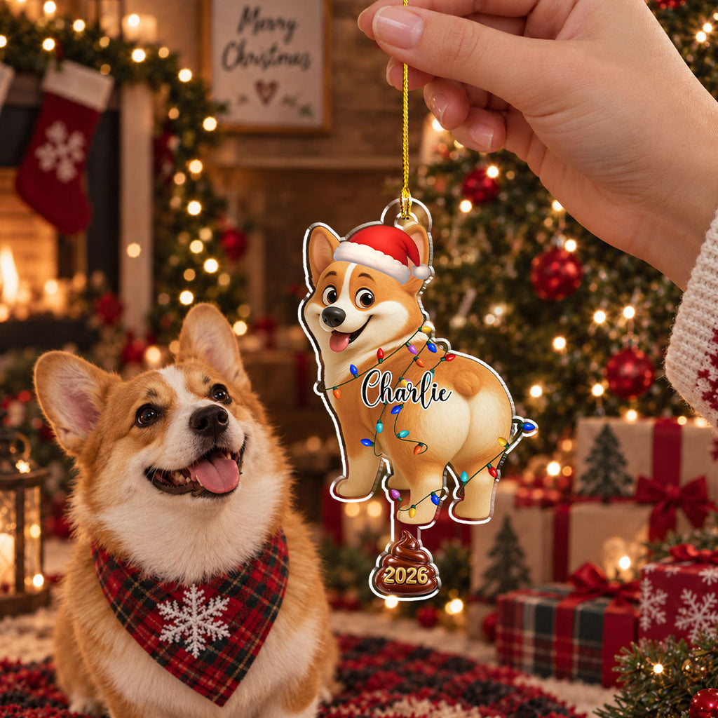 Custom Christmas Decor Home Birthday Gifts For Dog Mom, Dog Lovers • Funny Pooping Pooches Dog - Personalized Acrylic Ornament