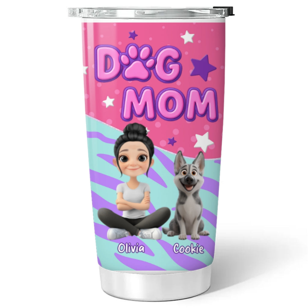 Custom Christmas Birthday Gifts For Dog Mom, Dog Lovers • Pink Dog Mom - Personalized Tumbler