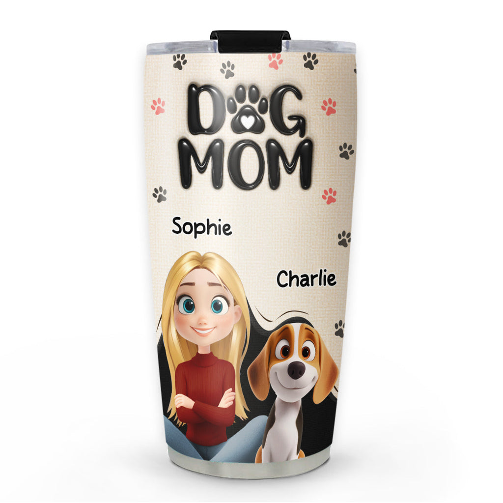 Custom Christmas Birthday Gifts For Dog Mom, Dog Lovers • Mom Love You The Most - Personalized 3D Inflated Effect Tumbler