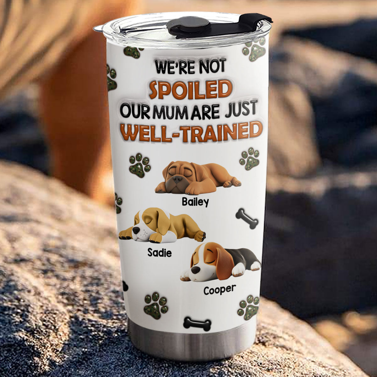 Custom Father's day Birthday Gifts For Dog Dad, Dog Lovers • Dogs Are Well Trained - Personalized 3D Inflated Effect Tumbler