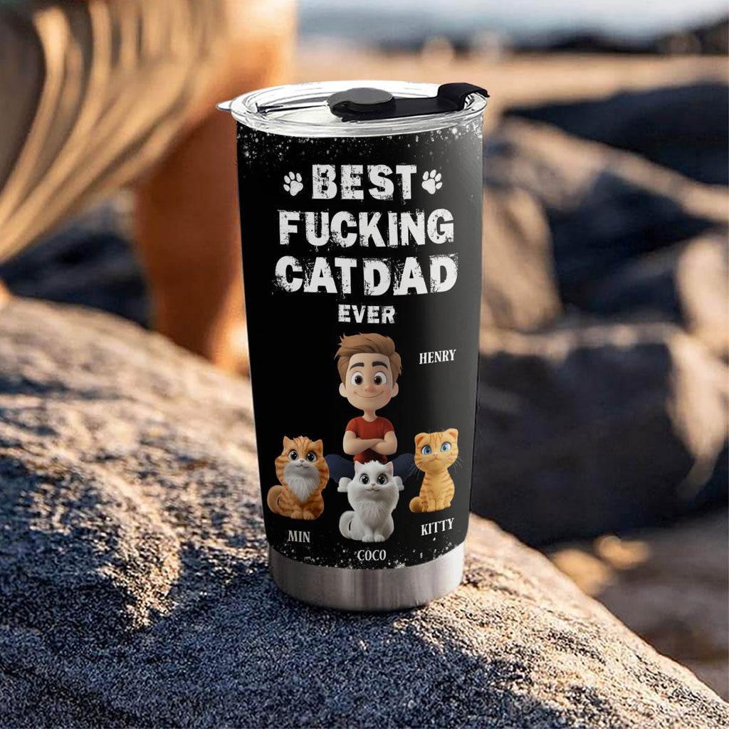 Custom Christmas Birthday Gifts For Cat Dad, Cat Lovers • This Is The Best Cat Dad - Personalized Tumbler