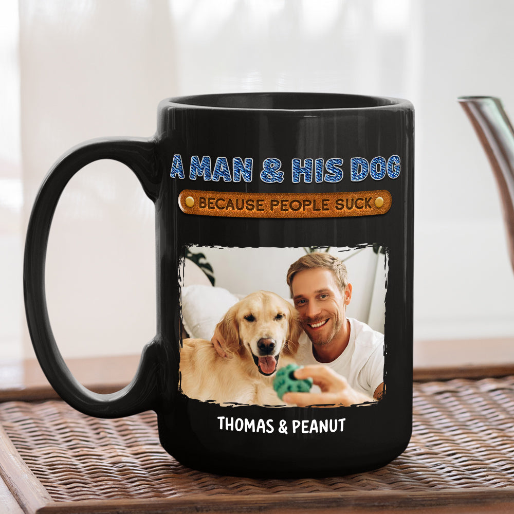 Custom Photo Christmas Birthday Gifts For Dog Dad, Dog Lovers • A Gentleman And His Dog Photo - Personalized Coffee Mug