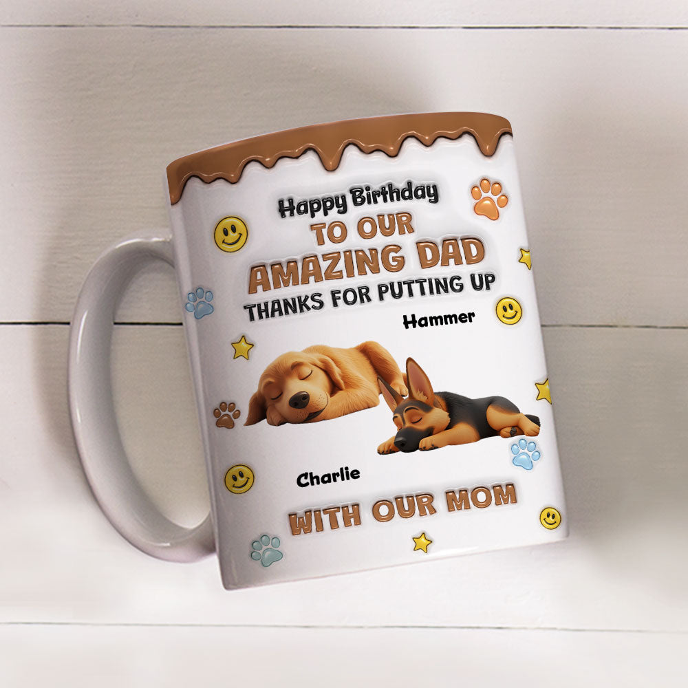 Custom Christmas Birthday Gifts For Dog Lovers • Thank You For Dad Ver Birthday - Personalized 3D Inflated Effect Mug