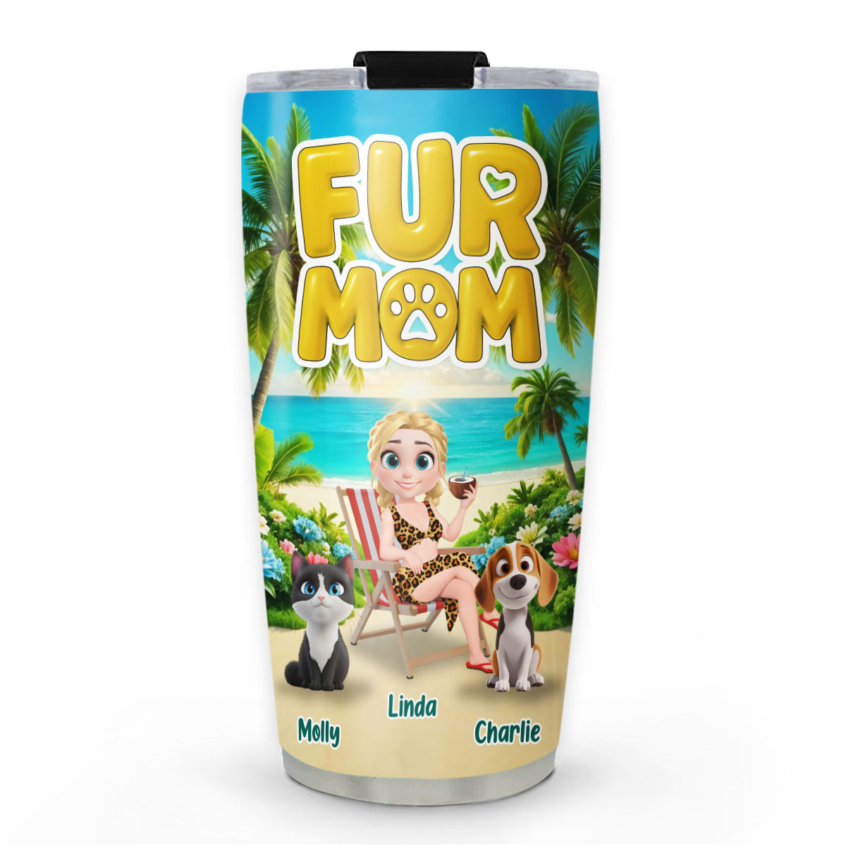 Custom Christmas Birthday Gifts For Pet Mom, Pet Lovers • Fur Babies Mom Summer - Personalized Tumbler