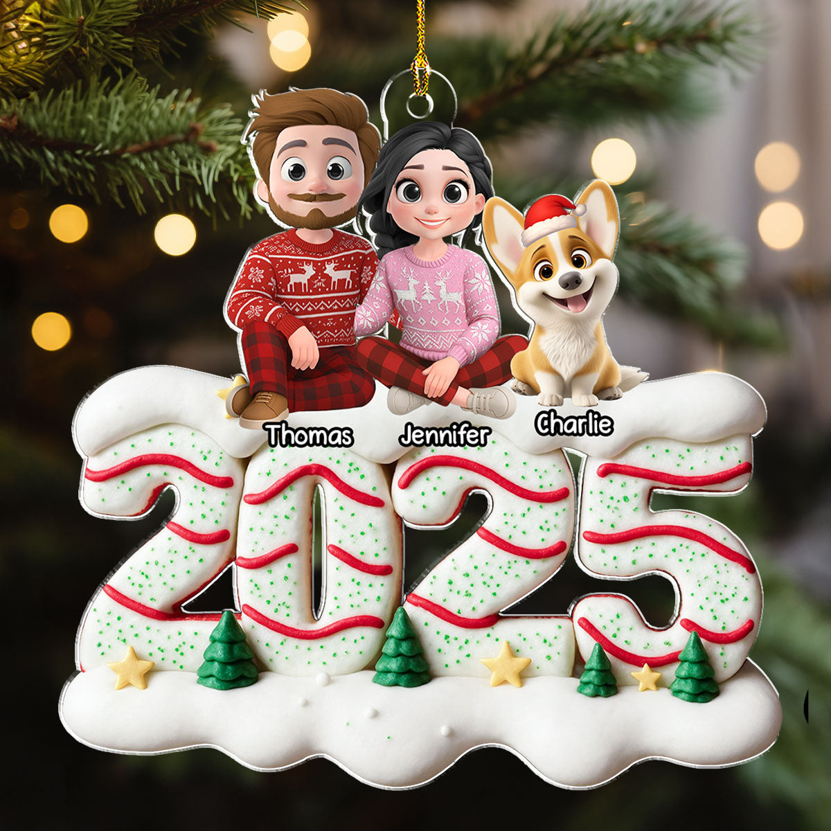 Custom Christmas Decor Home Birthday Gifts For Dog Lovers • Our Christmas Cake - Personalized Acrylic Ornament