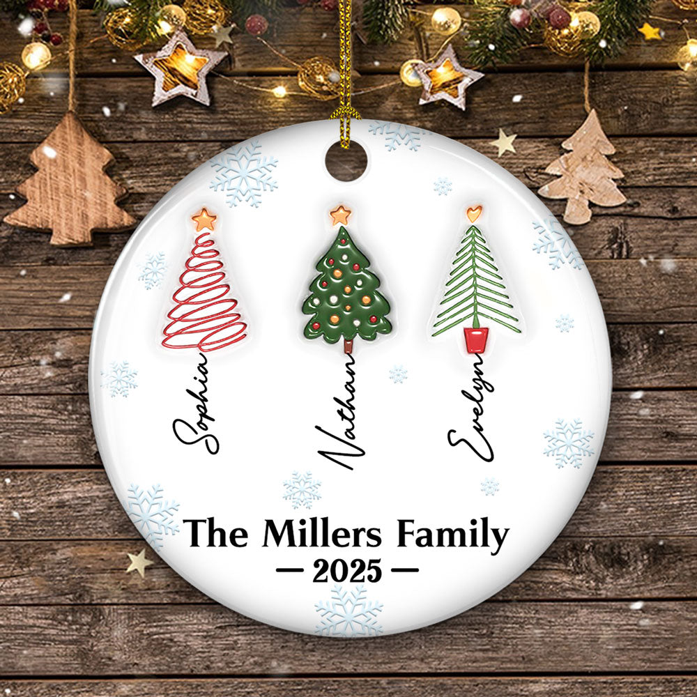 Friends Forever Tree Names - Personalized 3D Inflated Effect Ceramic Ornament