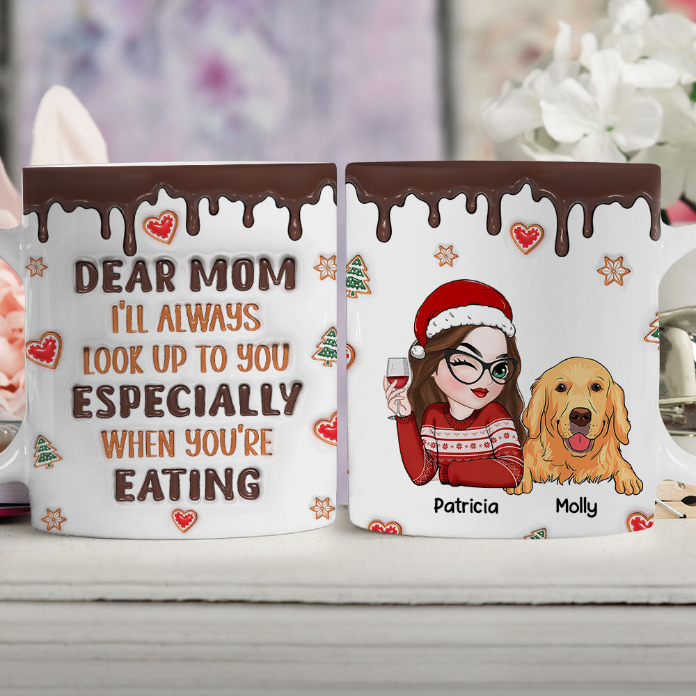 Custom Christmas Birthday Gifts For Dog Lovers • I Will Always Look Up To You - Personalized 3D Inflated Effect Mug