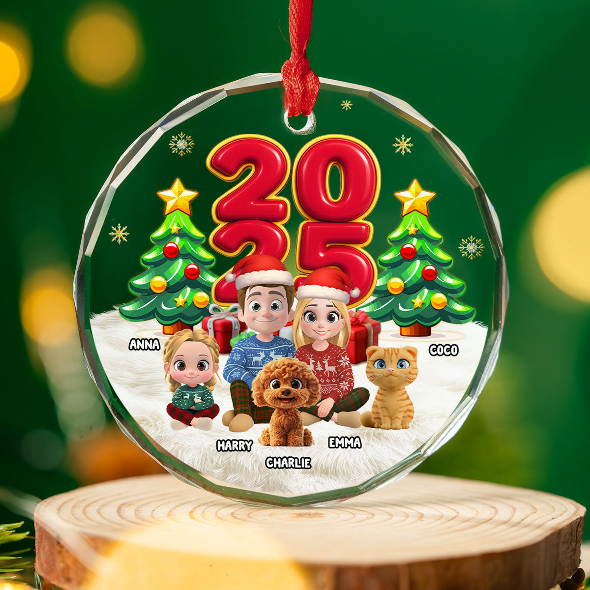 You Me And Our Kid Pet - Personalized Glass Ornament