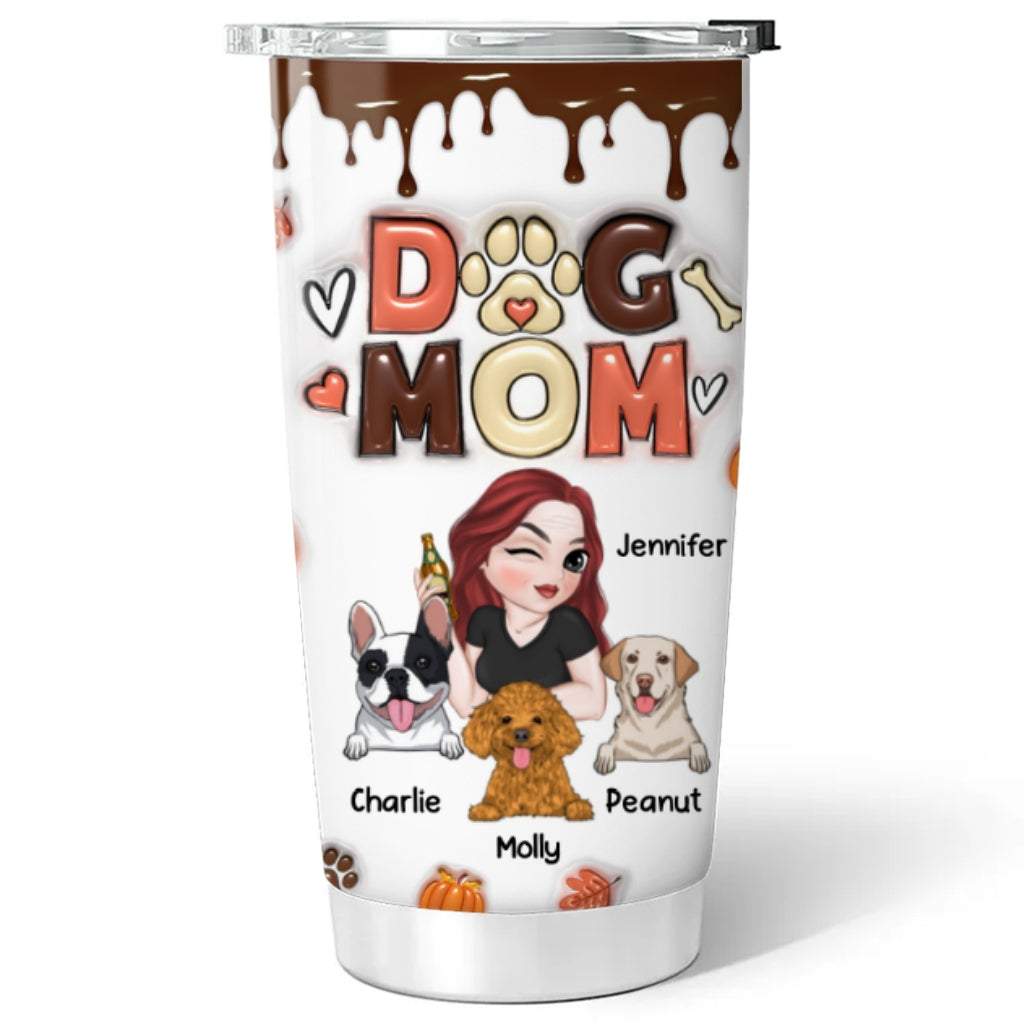 Custom Mother's day Birthday Gifts For Pet Mom, Pet Lovers • Mom Of Dogs Fall Season - Personalized 3D Inflated Effect Tumbler
