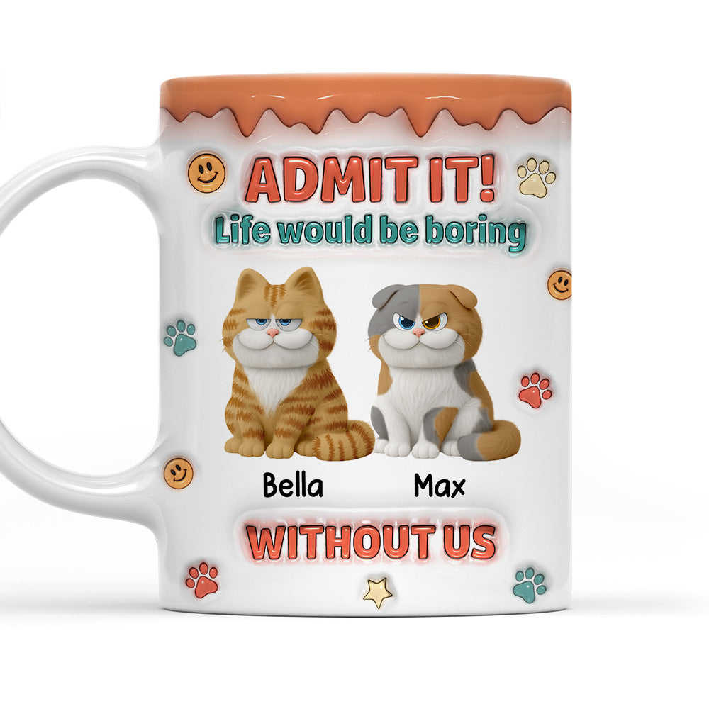 Custom Christmas Birthday Gifts For Cat Lovers • Admit It Chunky Cat - Personalized 3D Inflated Effect Coffee Mug