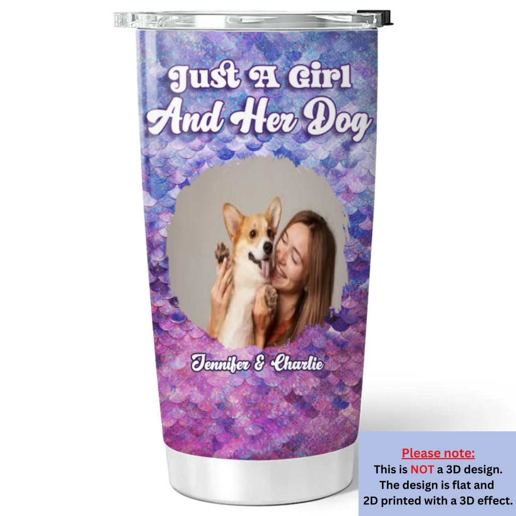 Custom Photo Christmas Birthday Gifts For Dog Mom, Dog Lovers • Sequin Effect Dog Mom Photo - Personalized 3D Effect Tumbler
