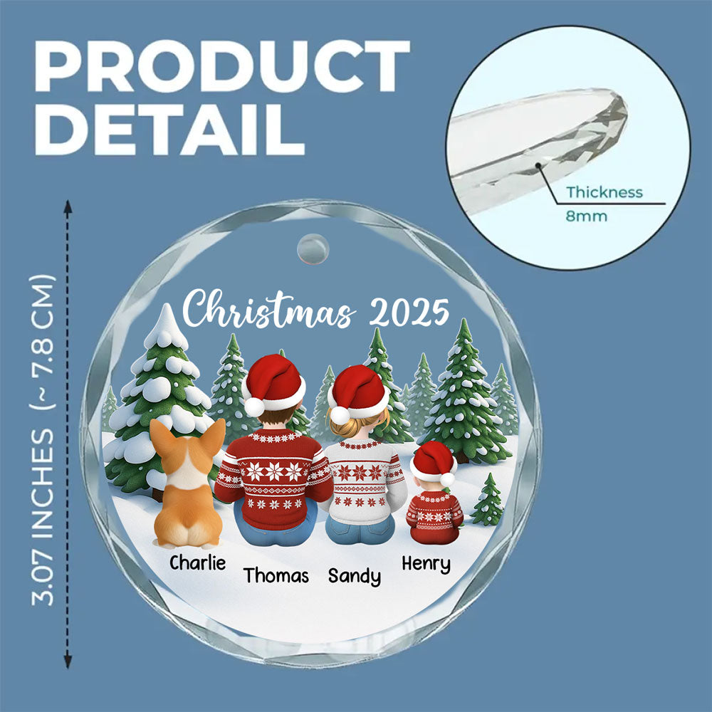 Custom Christmas Decor Home Birthday Gifts For Dog Lovers • Merry Christmas Family & Pets - Personalized Glass Ornament