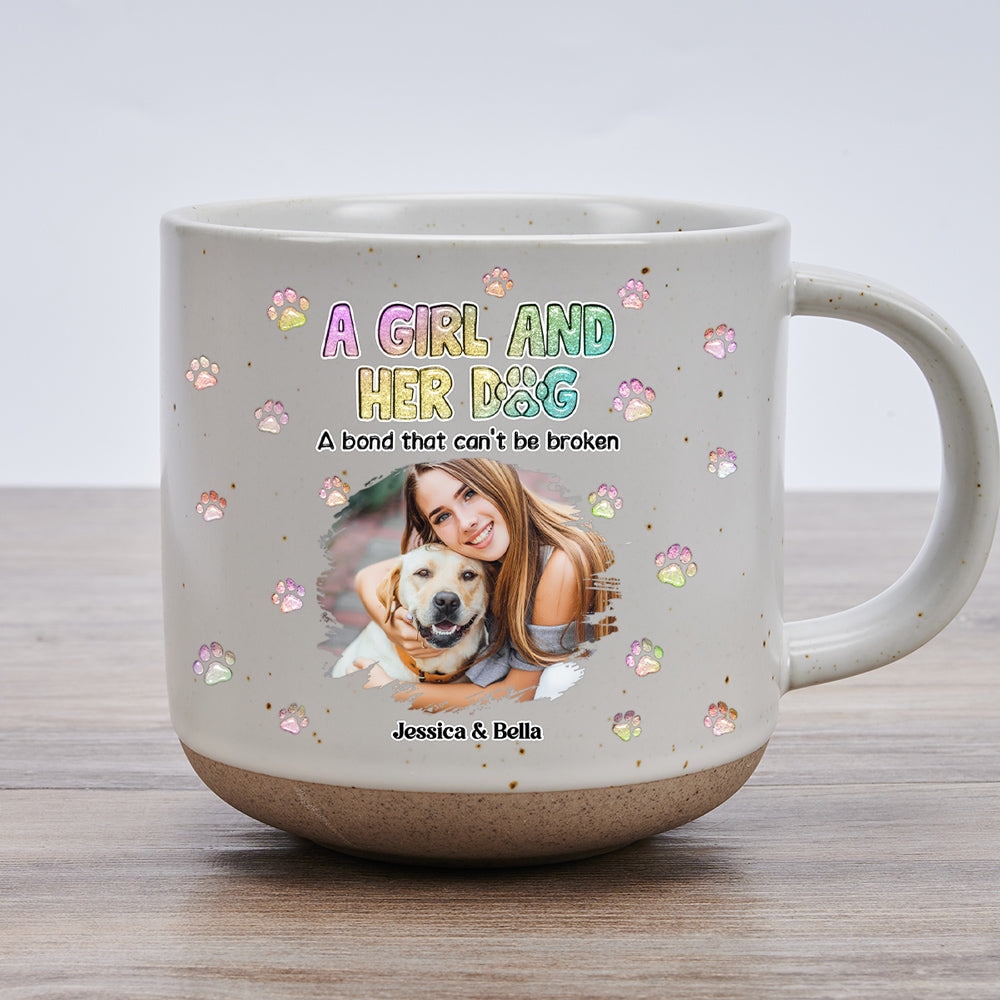 Custom Photo Christmas Birthday Gifts For Dog Mom, Dog Lovers • A Girl And Her Dog Photo - Personalized Pottery Mug
