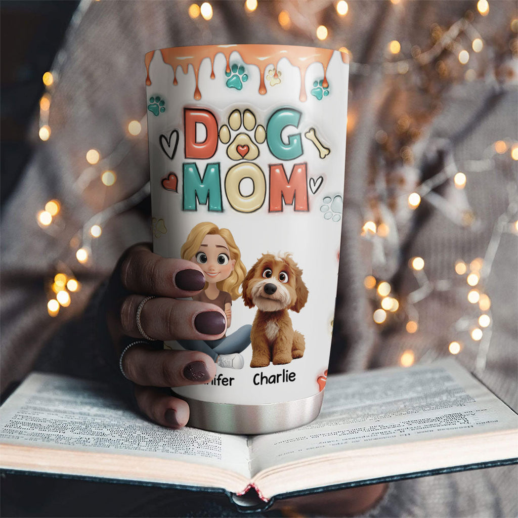 Custom Christmas Birthday Gifts For Pet Lovers • Cute Mom Of Dogs - Personalized 3D Inflated Effect Tumbler