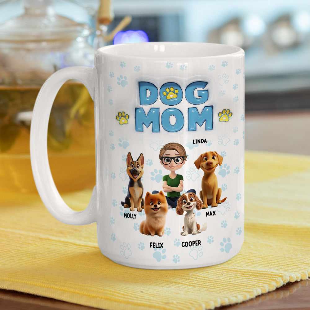 Custom Christmas Birthday Gifts For Dog Lovers • Lovely Mom Of Rotten Dogs - Personalized 3D Inflated Effect Mug