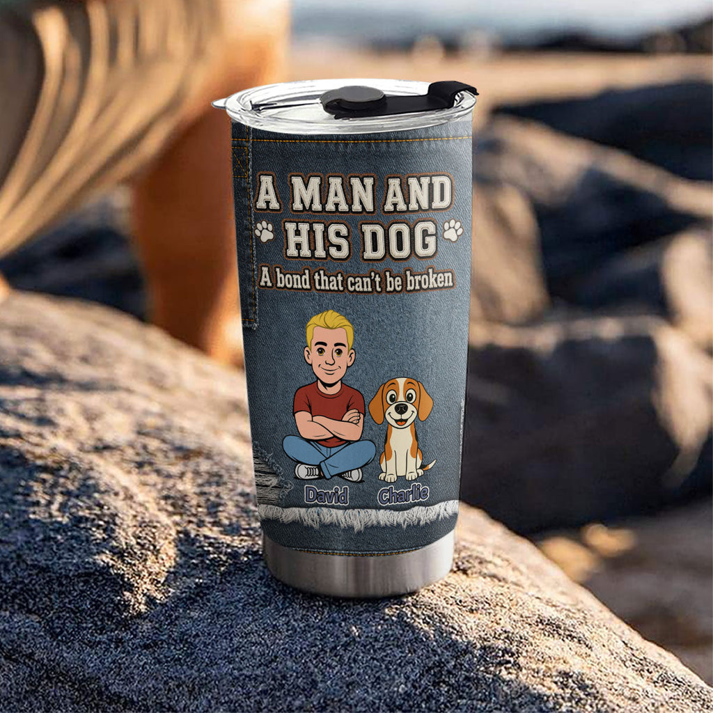 Custom Father's day Birthday Gifts For Dog Dad, Dog Lovers • An Everlasting Bond - Personalized 3D Effect Tumbler