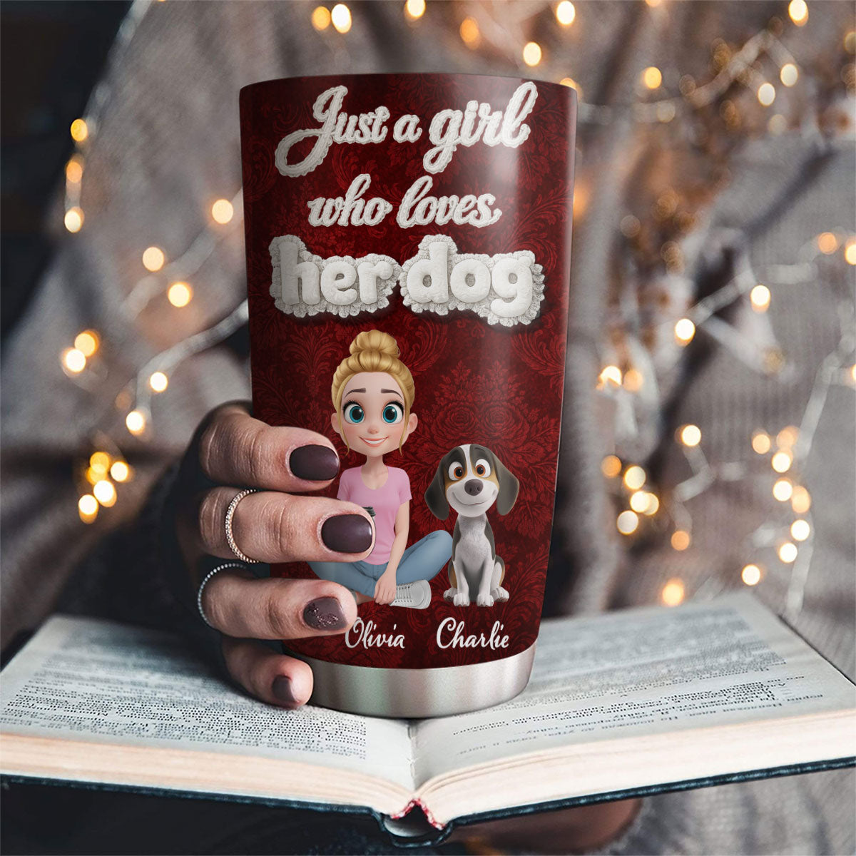 Custom Christmas Birthday Gifts For Dog Mom, Dog Lovers • Realistic Style Dog Mom - Personalized 3D Effect Tumbler