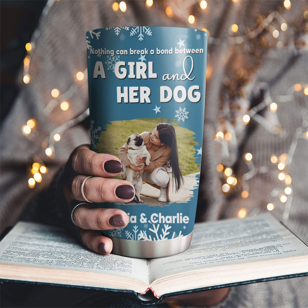 Custom Photo Christmas Birthday Gifts For Dog Mom, Dog Lovers • White Christmas Photo - Personalized Tumbler