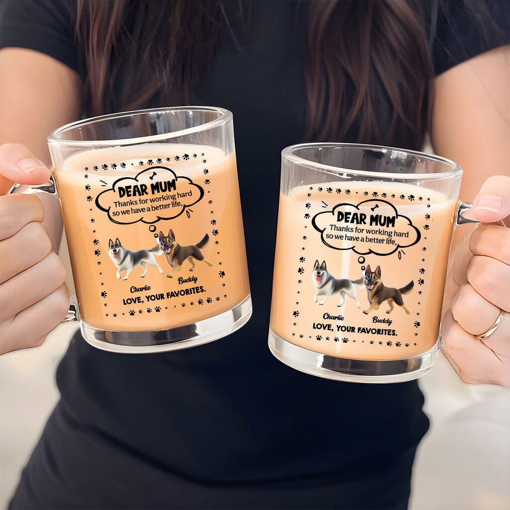 Custom Father's day Birthday Gifts For Dog Dad, Dog Lovers • Dear Dad - Personalized Glass Mug